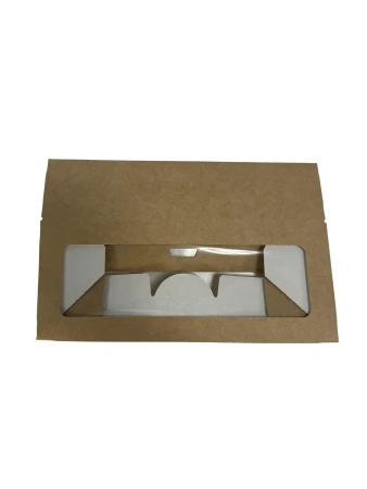 Одноразовая продукция: Контейнер бумажный самосборный 500мл 170х70х40мм крафт с окном /пач.=250 шт.