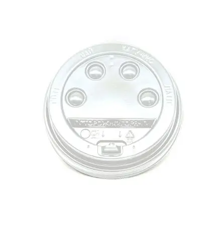 Фото №1 - Одноразовая продукция: Крышка к стакану бумажному d=90мм с питейником белая Скандипакк /пач.=100 шт.