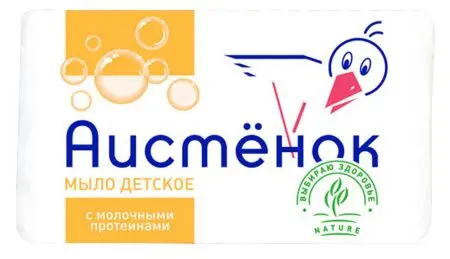 Фото №1 - Мыло туалетное: ДЕТСКОЕ 70г АИСТЕНОК молочные протеины