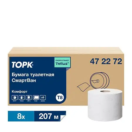 Фото №4 - ТОРК: Tellus Бумага туалетная Т8 СмартВан Комфорт 2сл 207м/13,4 белая
