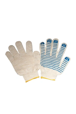 Фото №1 - Перчатки: х/б вязаные с ПВХ 5-ти ниточные белые