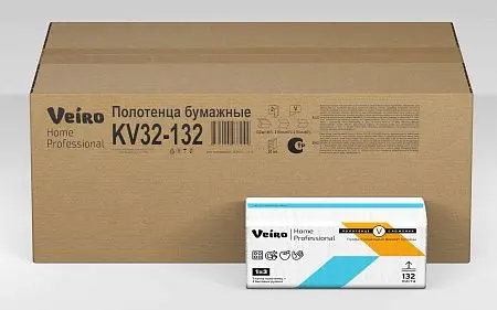 Фото №2 - VEIRO: Полотенца бумажные V 2сл 132л 21х21,6см/21 Home (Soft Pack) белые