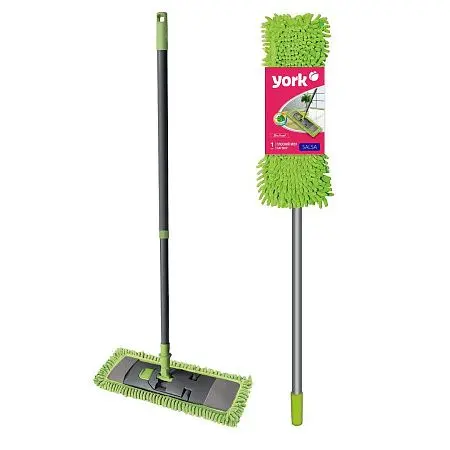 Фото №5 - Хозяйственный инвентарь: Швабра YORK Сальса с плоским МОПом микрофибра , телескопический черенок 130 см, еврорезьба