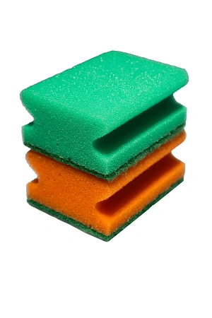 Фото №4 - Губки,скрабы: для посуды VCLEAN Дуэт 8.5х6.5х4.5 поролон+абразив с выемкой для пальцев /пач.=2 шт.