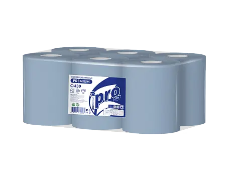 Фото №2 - Вик: Полотенца бумажные ЦВ 2сл 150м целлюлоза с перф. синие PROtissue