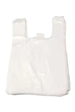 Фото №1 - Одноразовая продукция: Пакет-майка полиэтиленовый 28х14х50см 9мкм белый /пач.=100 шт.