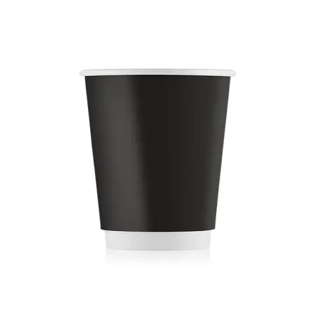 Одноразовая продукция: Стакан бумажный 250мл 2сл d=80мм черный /пач.=20 шт.
