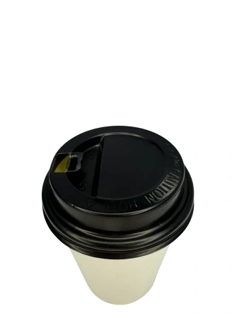 Одноразовая продукция: Крышка к стакану бумажному d=80мм с питейником черная /пач.=50 шт.