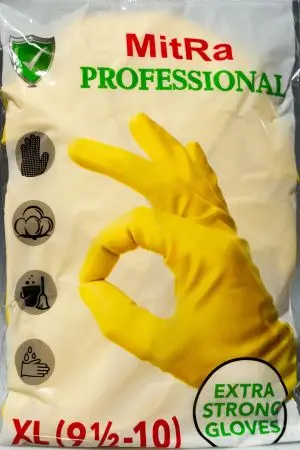 Перчатки: резиновые латексные MITRA XL с хлопковым напылением
