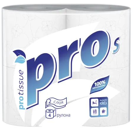 Фото №1 - Бумага туалетная: 2сл 23м целлюлоза цвет белый PROtissue /пач.=4 шт.