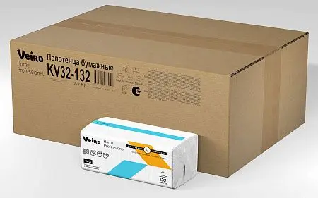 Фото №4 - VEIRO: Полотенца бумажные V 2сл 132л 21х21,6см/21 Home (Soft Pack) белые