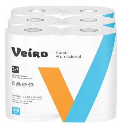 VEIRO: Полотенца бумажные 2сл 32м/22 Home белые /пач.=2 шт.