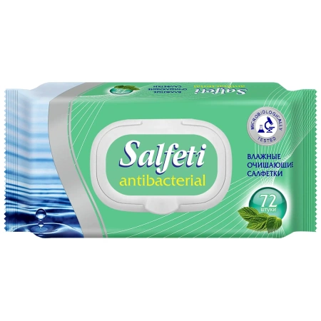 Фото №1 - Средства личной гигиены: Салфетки влажные SALFETI Антибактериальные /пач.=72 шт.