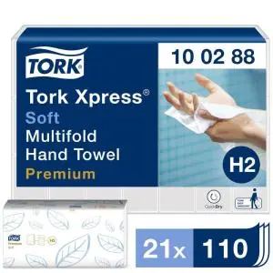 Tork: Полотенца бумажные H2 Premium Multifold 2сл 110л 21х34см белые мягкие