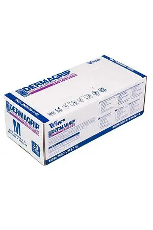 Фото №6 - Перчатки: латексные Dermagrip High Risk М неопудренные нестерильные синие /пач.=50 шт.