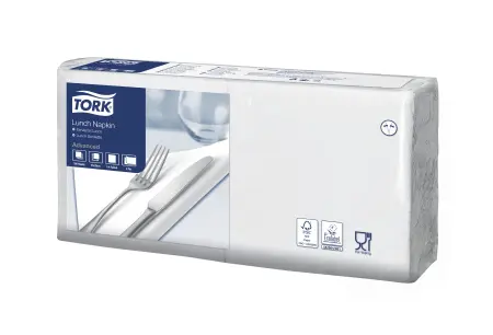 Tork: Салфетки Advanced 2сл 200л 33х33см 1/4 белые