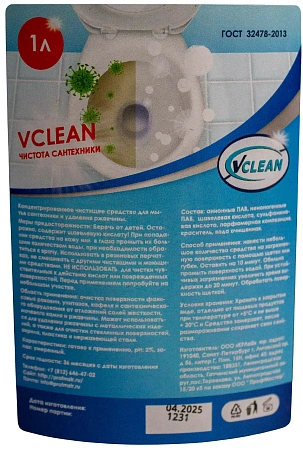 Фото №2 - Чистящее средство: Vclean Чистота сантехники с щавелевой кислотой 1л