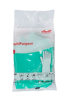 Фото №11 - Vileda: Перчатки многоцелевые L зеленые резиновые