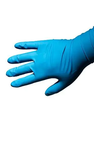 Фото №2 - Перчатки: латексные Dermagrip High Risk L неопудренные нестерильные синие /пач.=50 шт.