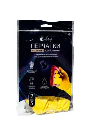 Перчатки: резиновые латексные плотность высокая S с хлопковым напылением