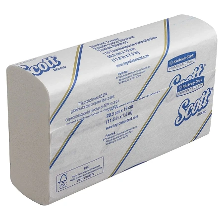 Kimberly-Clark: Полотенца бумажные Скотт Слимфолд 1сл 110л 29,5х19,0см белые