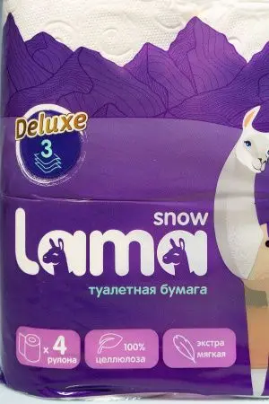 Бумага туалетная: 3сл 17,5м целлюлоза цвет белый Snow Lama /пач.=4 шт.