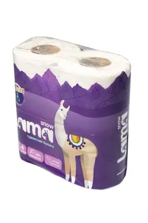 Бумага туалетная: 3сл 17,5м целлюлоза цвет белый Snow Lama /пач.=4 шт.