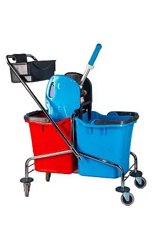 Фото №9 - Вик: Тележка 2х25л металл хром+ отжим + дополнительная корзина