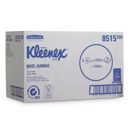 Kimberly-Clark: Бумага туалетная Клинекс Джамбо Миди 2сл 250м/9,4 белая