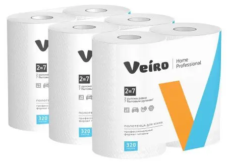 VEIRO: Полотенца бумажные 2сл 32м/22 Home белые /пач.=2 шт.
