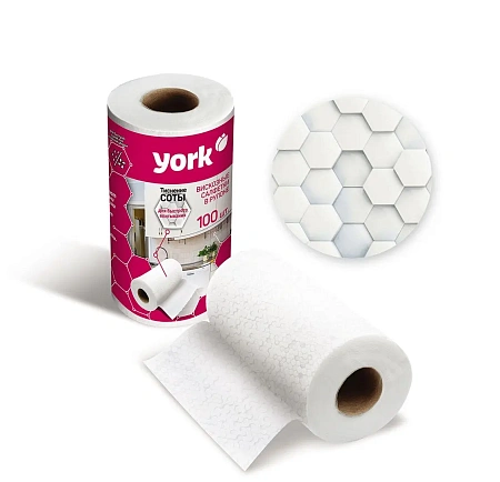 Фото №3 - ХозСалфетки: в рулоне 22,5х25 100 листов YORK Соты вискоза