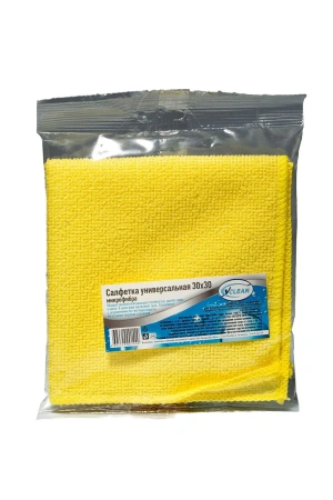 Фото №1 - ХозСалфетки: универсал VCLEAN 30х30 220г/м2 микрофибра жёлтая