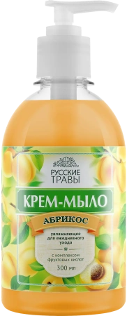 Мыло жидкое: АМС Русские травы 300мл крем-мыло Абрикос с дозатором