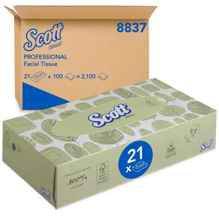 Kimberly-Clark: Салфетки Клинекс 2сл 100л для лица белые