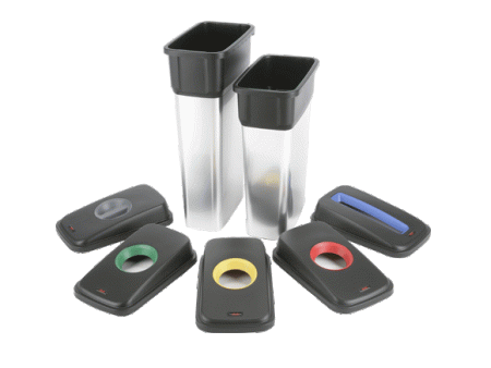 Фото №1 - Vileda: Гео крышка для контейнера с отверстием для бумаги, черный-синий