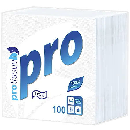 Фото №2 - Бумажные салфетки: столовые 1сл 100листов 24х24 PROtissue белые