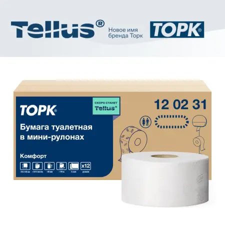 Фото №1 - ТОРК: Tellus Бумага туалетная T2 Комфорт 2сл 170м/9,2 белая