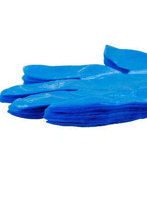 Фото №3 - Перчатки: полиэтиленовые L одноразовые синие с подвесом /пач.=100 шт.