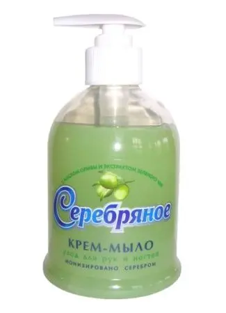 Фото №1 - Мыло жидкое: СЕРЕБРЯНОЕ 300мл с маслом оливы и экстрактом зеленого чая