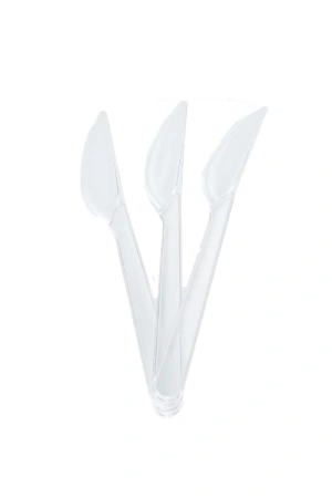 Фото №1 - Одноразовая продукция: Нож столовый 180мм прозрачный /пач.=50 шт.