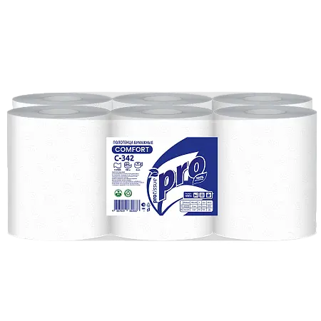 Фото №2 - Вик: Полотенца бумажные 1сл 180м целлюлоза белые без перфорации PROtissue