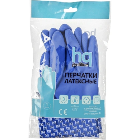 Фото №1 - HQ Profiline: Перчатки резиновые M синие