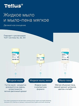 Фото №13 - ТОРК: Tellus Мыло S1 Комфорт 1л жидкое для рук МЯГКОЕ