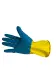 Превью №1 - Перчатки: резиновые латексные BiColor L с хлопковым напылением сине-желтые