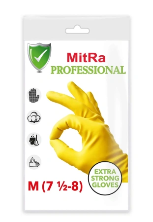 Фото №1 - Перчатки: резиновые латексные MITRA М с хлопковым напылением