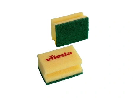 Фото №1 - Vileda: Губка 9,5х7см (зел.абразив)