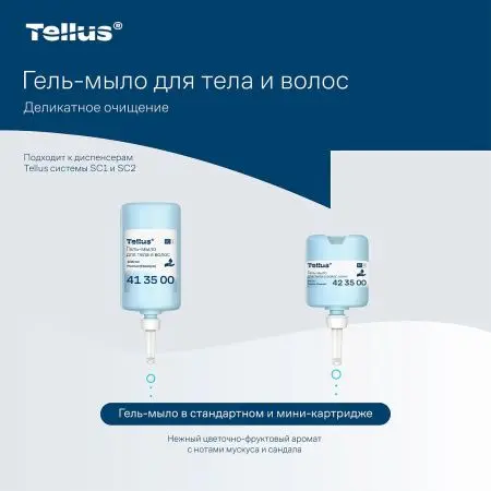 ТОРК: Tellus Мыло SC1 1л гель для тела и волос Премиум светло-голубое