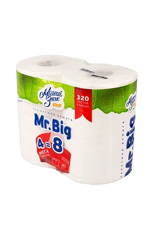 Фото №4 - Бумага туалетная: 2сл 40м целлюлоза цвет белый Мягкий Знак Мистер Биг /пач.=4 шт.