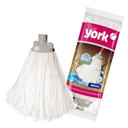 Фото №1 - Хозяйственный инвентарь: МОП насадка на швабру YORK Мега веревочная микрофибра белая
