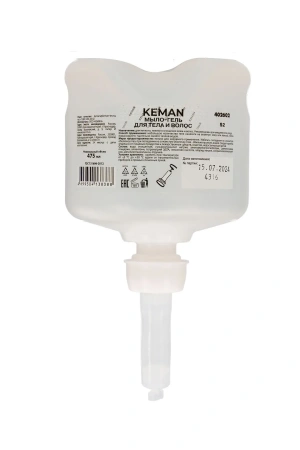 Фото №1 - Кеман: Мыло-гель для душа 475мл для тела и волос бесцветное с отдушкой флакон S2